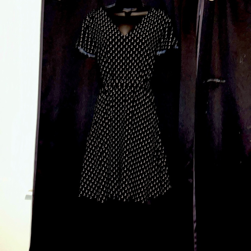 Old Navy Fit & Flare V-Neck Flutter Sleeve Empire Waist Polka Dot Dress SZ Lg